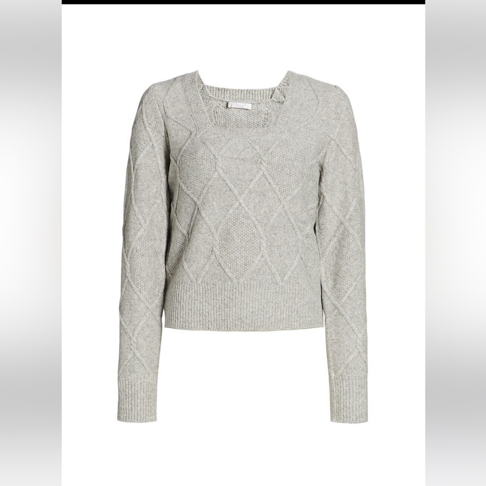Design History Squareneck Pullover Sweater Platinum Gray size Large NWT